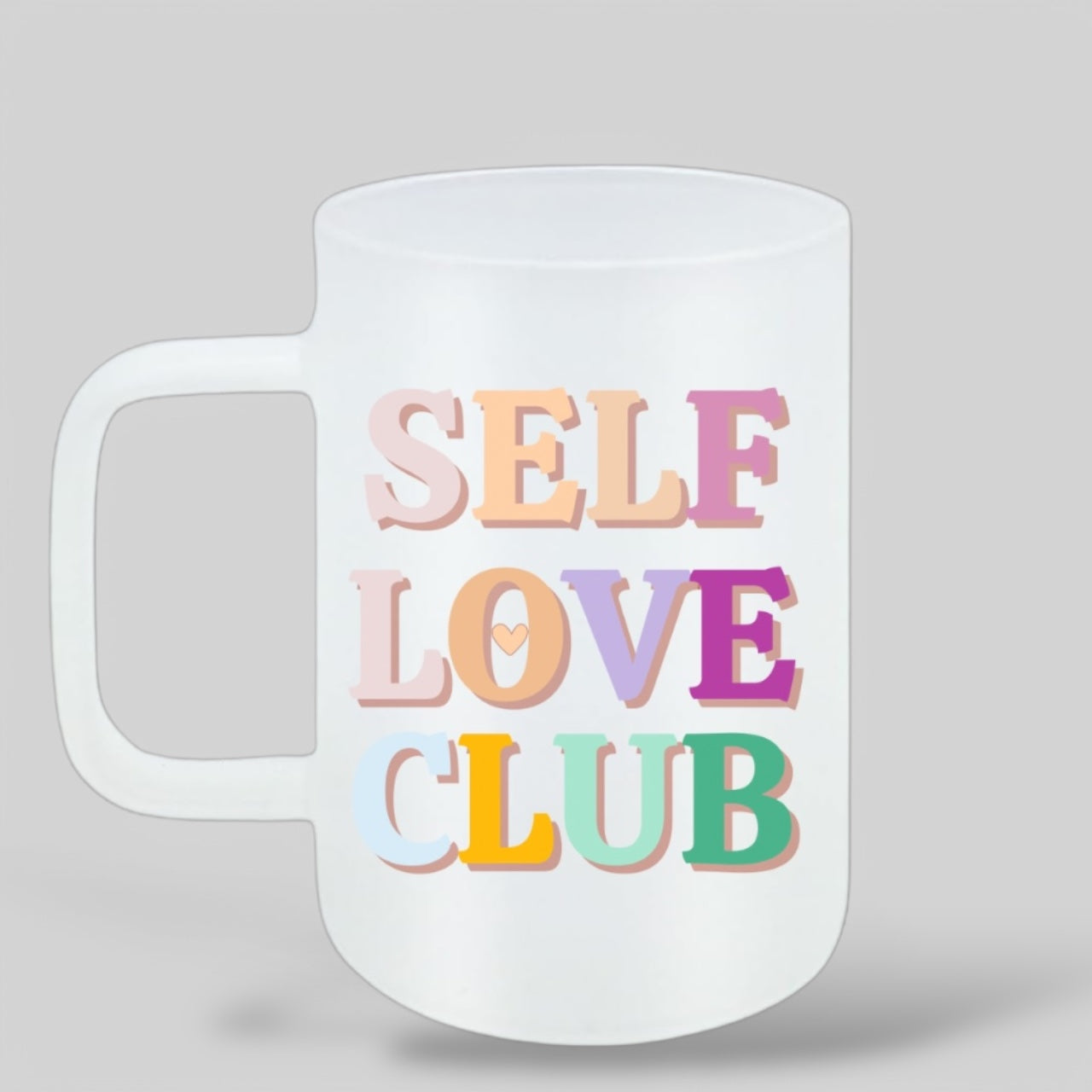 Self Love Club Frosted Glass Mug with Bamboo Lid & Straw – Bright-Color
