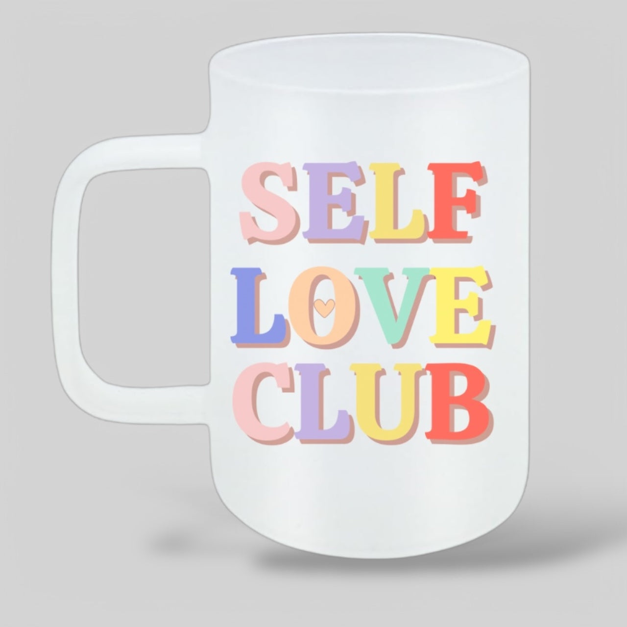 Self Love Club Frosted Glass Mug with Bamboo Lid & Straw – Multi-Color